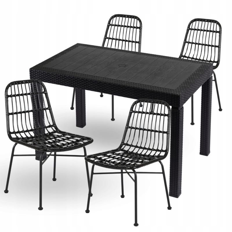 Zestaw Mebli Ogrodowych Mebel Elite Stół z 4 Krzesłami Technorattan 1 kpl
