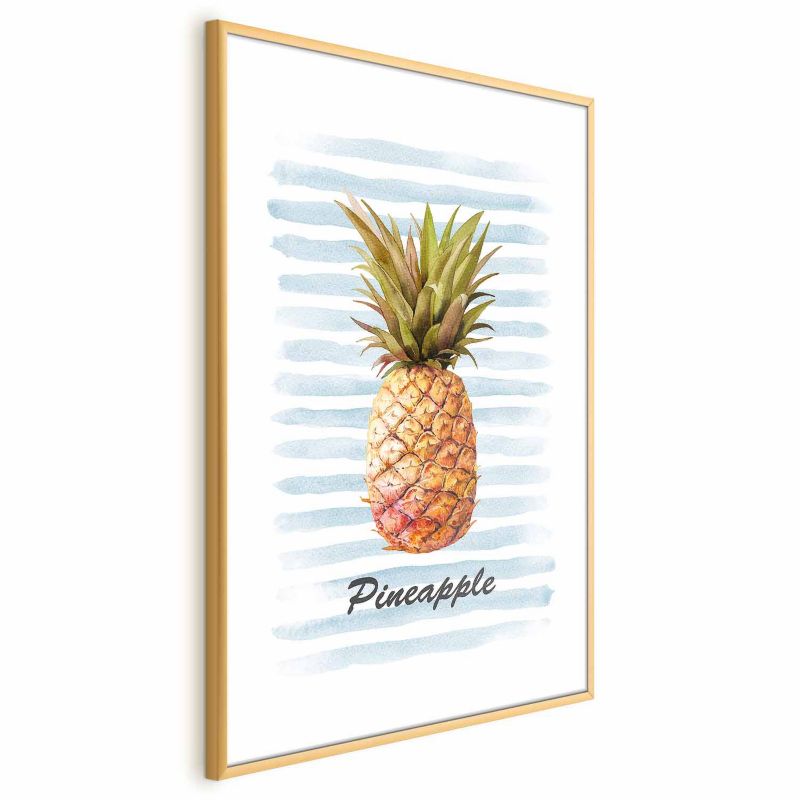 Plakat Artgeist Ananas i paski 40x60 cm z ramą złotą 1 szt