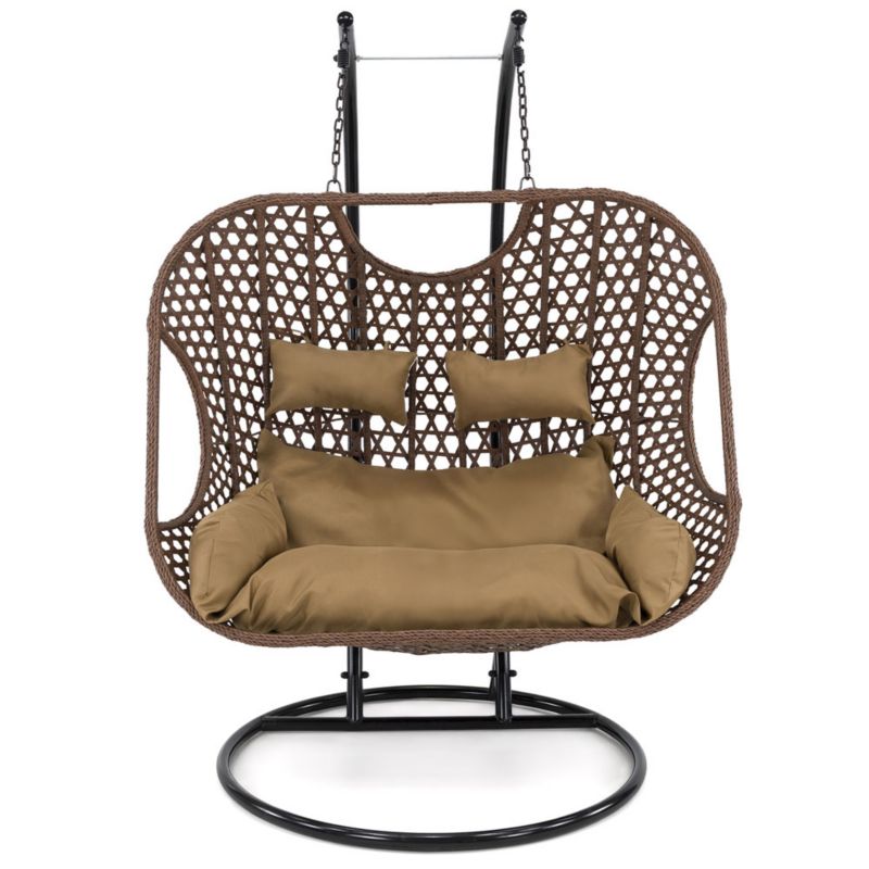 Fotel wiszący ogrodowy dwuosobowy MebleMWM XXL SC-N1 brązowy poduszki brązowe 1 szt.