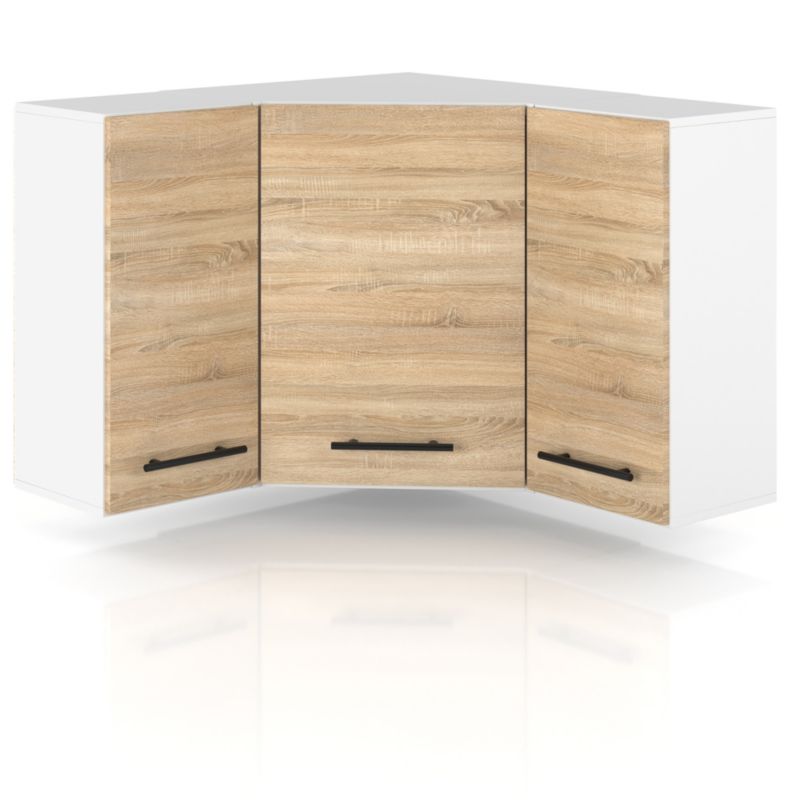 Szafka Kuchenna Hurtownia-Mebli Wisząca Narożna GN90X90 sPremium 90cm Biały Mat Dąb Sonoma 90x32x72 cm 1szt.