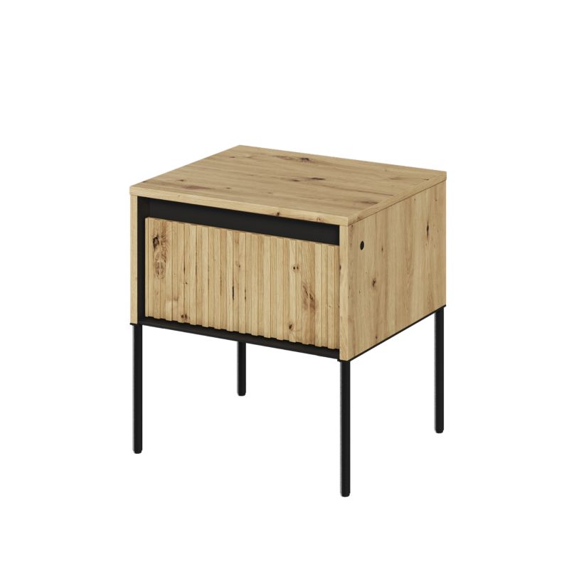 Szafka nocna z szufladą Bettso Trend z oświetleniem LED i frezowanym frontem dąb artisan 1szt.