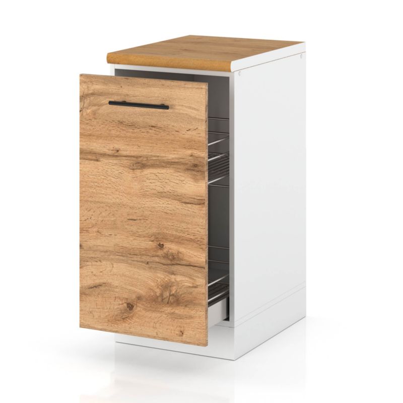 Szafka Kuchenna Hurtownia-Mebli Stojąca Cargo D40 CARGO sPremium 40cm Biały Mat Dąb Wotan 40x52x85 cm 1szt.