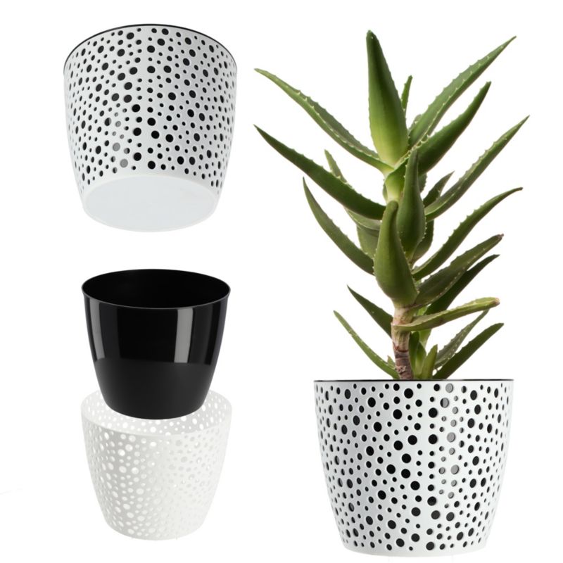 Doniczka KADAX Z Wkładem Okrągła Na Kwiaty Czarna 21cm 1 szt.