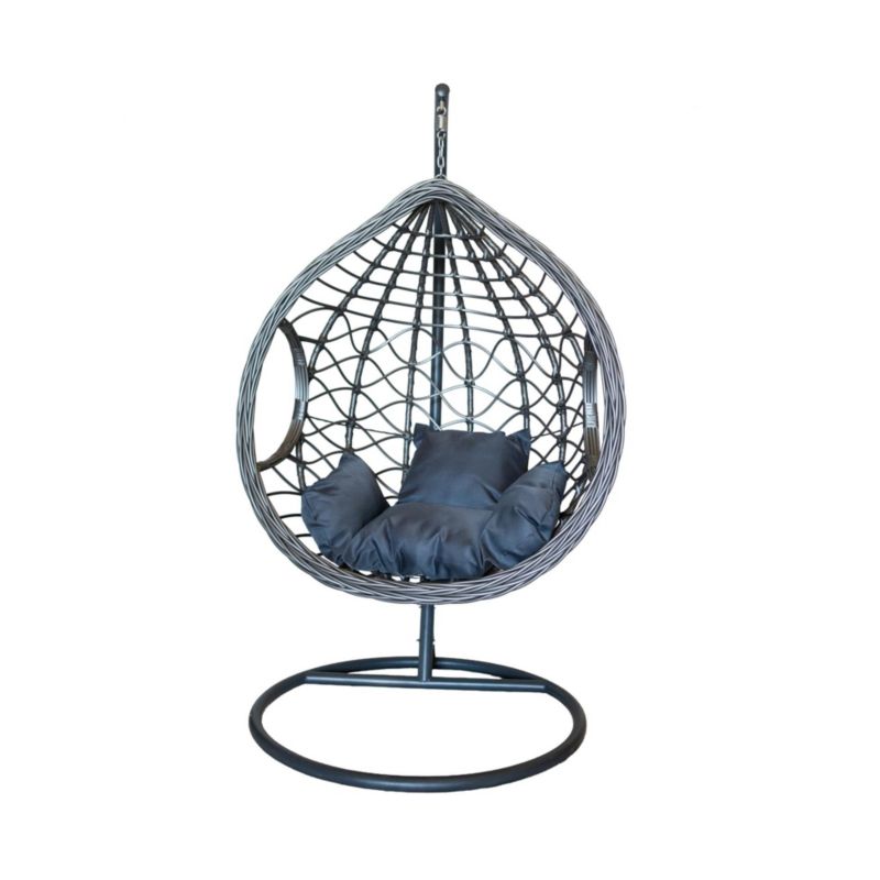 Fotel ogrodowy wiszący Bettso Nest z szarą poduszką szary 1szt.