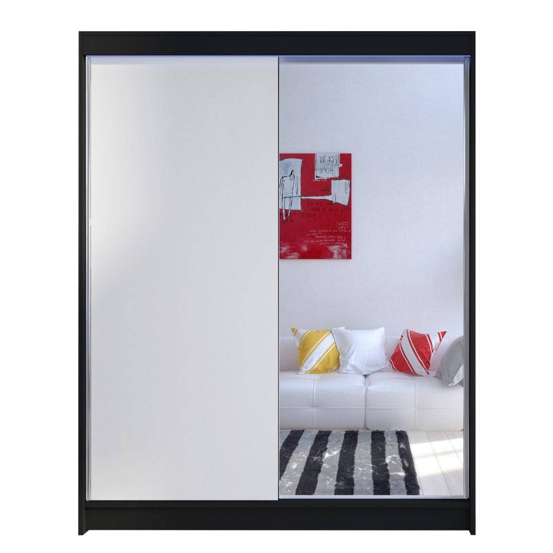 Szafa MIRJAN 24 z drzwiami przesuwnymi Camino I z oświetleniem RGB czarny/biały 1 szt.