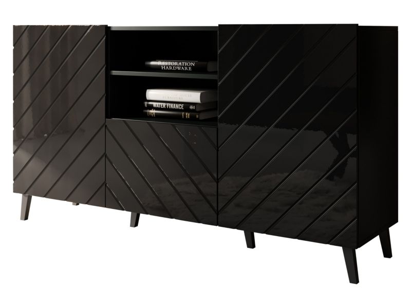 Komoda MIRJAN 24 Abeto czarny / czarny połysk 1 szt.