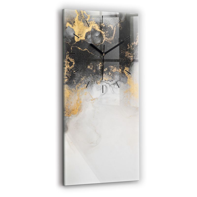 Zegar szklany czarne wskazówki Wallfluent 30x60 cm Artystyczny marmur 1 szt.
