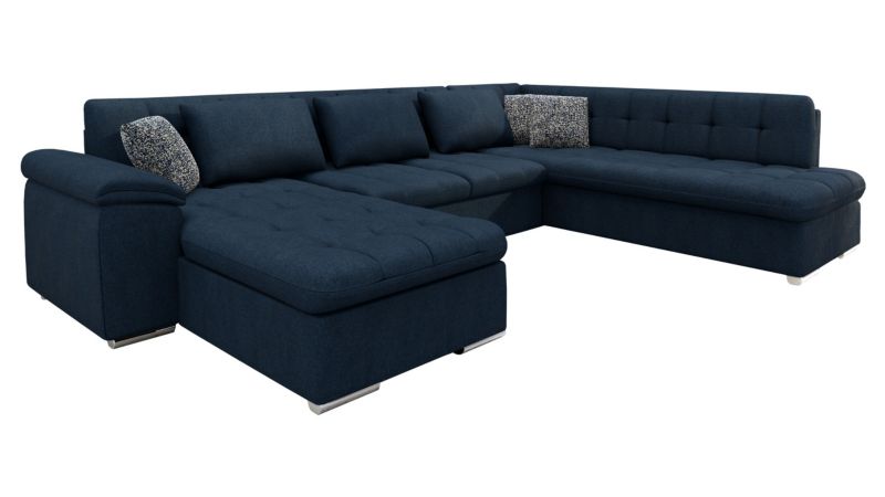 Narożnik z funkcją spania MIRJAN 24 Niko lewy granatowy + ciemno niebieska plecionka 1 szt.