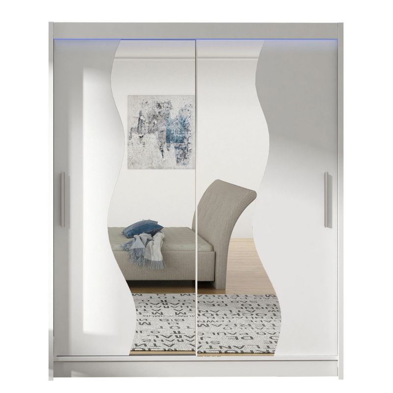 Szafa MIRJAN 24 z drzwiami przesuwnymi Presto S z oświetleniem RGB biały/lustro 1 szt.