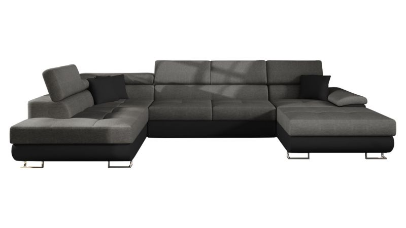 Narożnik z funkcją spania MIRJAN 24 Cotere Bis lewy czarna ekoskóra/grafitowy/czarna ekoskóra 1 szt.