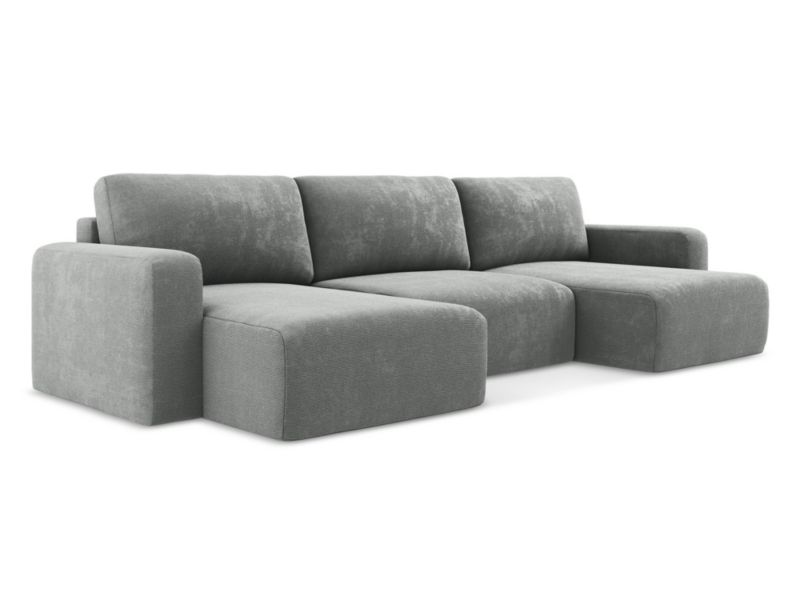 Sofa panoramiczna z funkcją spania LaMiaSofa OSTIA z tkaniny szenilowej 332x149 cm szary 1 szt.