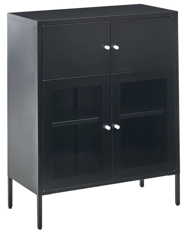 Szafka ze szklanymi drzwiami Esholt Metal 80 cm Czarny 1 szt.