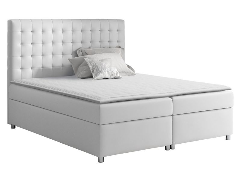 Łóżko kontynentalne MIRJAN 24 Asti 200x200 biała ekoskóra 1 szt.