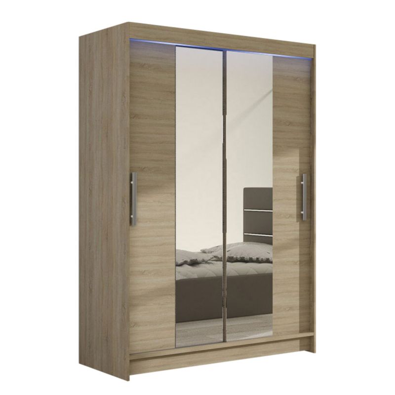 Szafa MIRJAN 24 z drzwiami przesuwnymi Miami II z oświetleniem RGB dąb sonoma/lustro 1 szt.