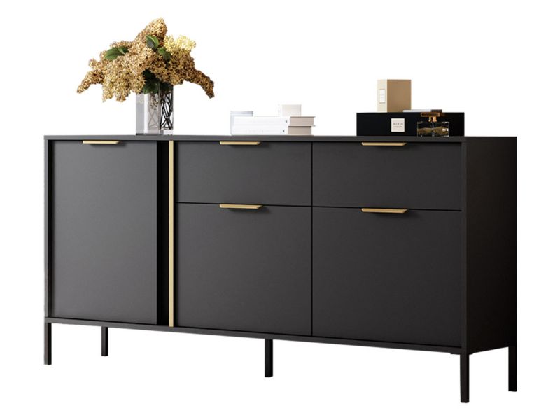 Komoda MIRJAN 24 z szufladami Lars 153 3D2S antracyt/antracyt/złoty 1 szt.