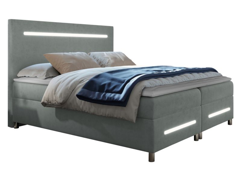 Łóżko kontynentalne MIRJAN 24 Enter LED 160x200 lodowy szary 1 szt.
