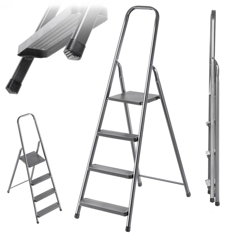 Drabina KADAX Stalowa 4 Stopniowa Domowa Drabinka Składana Stopnie Solidna 125kg 1szt.