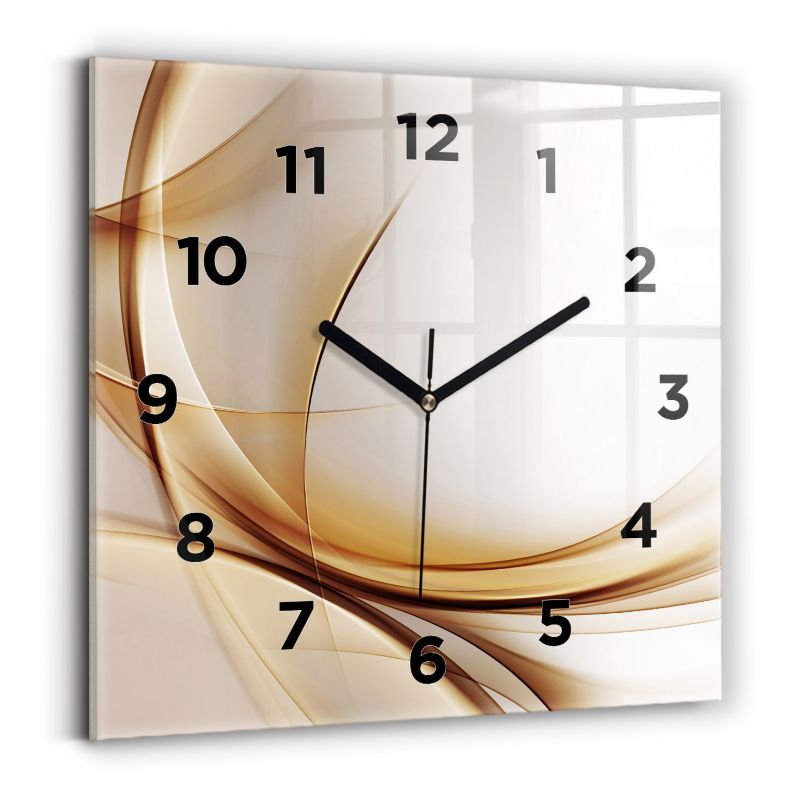 Zegar z czarnymi wskazówkami Wallfluent 30x30 cm Złota abstrakcja 1 szt.