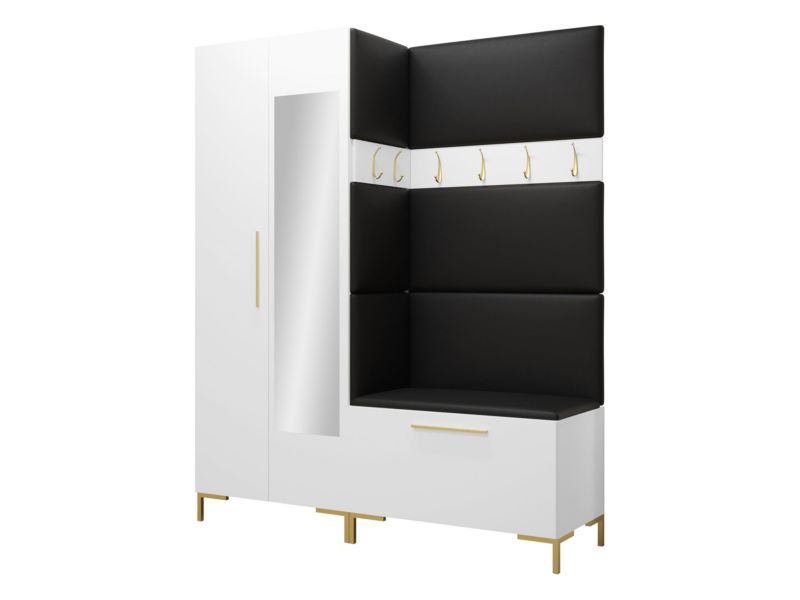 Garderoba MIRJAN 24 Zilion IX biały + czarna ekoskóra 1 kpl.