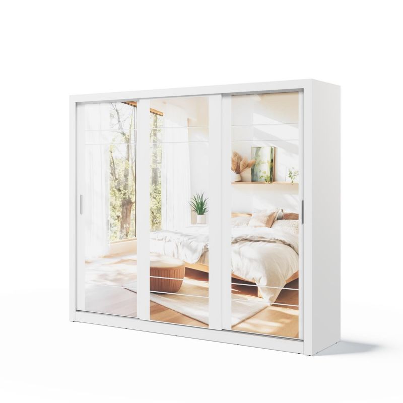 Szafa przesuwna Bettso Arti 02 trzydrzwiowa z szufladami, lustrem biały 1szt.