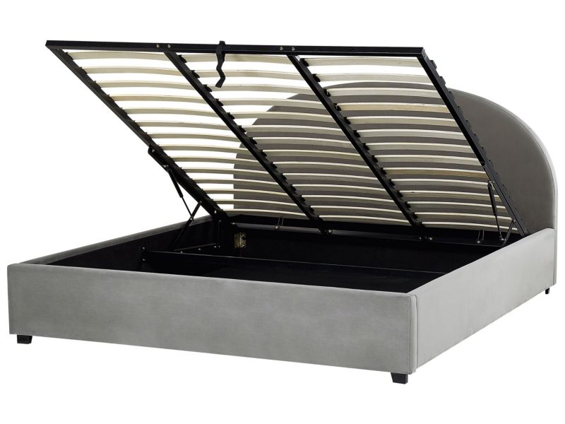 Łóżko z pojemnikiem welurowe 180 x 200 cm szare Vaucluse 1 szt.