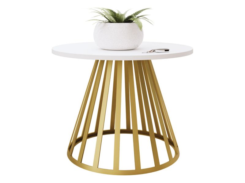 Stolik kawowy MIRJAN 24 okrągły Mokod Mini złoty/biel arktyczna 1 szt.