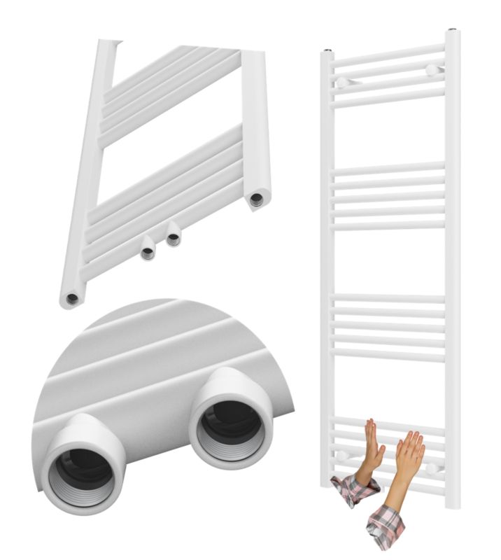 Grzejnik Łazienkowy Granitan Raven 130/50cm Biały Kaloryfer Drabinkowy 1kpl.