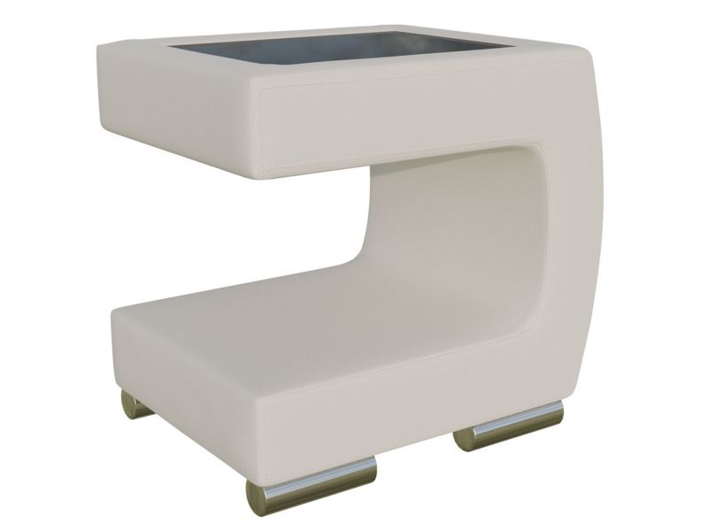 Tapicerowany stolik nocny MIRJAN 24 prawy chłodny beż + czarne szkło 1 szt.