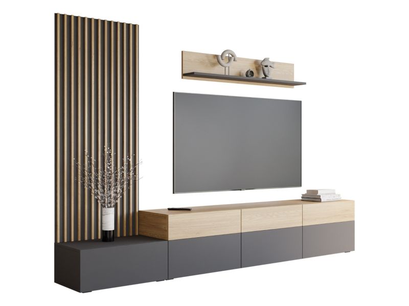 Meblościanka MIRJAN 24 Narezi II grafit / dąb cremona 1 kpl.