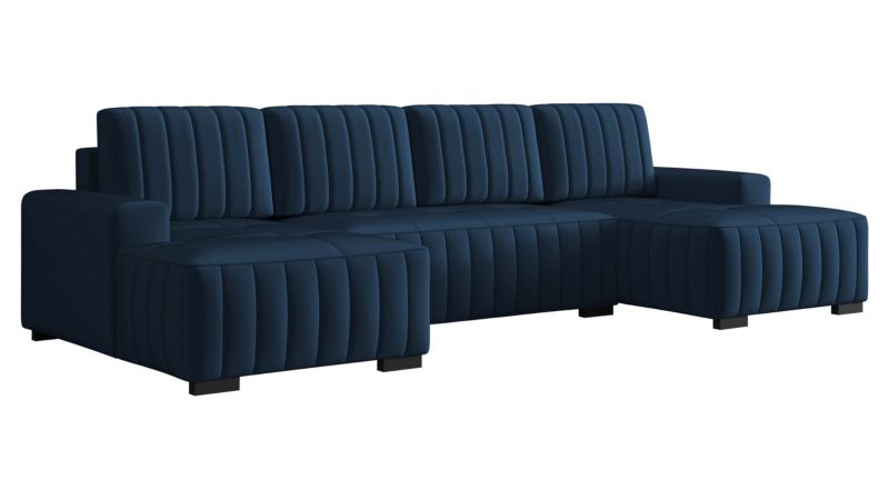 Narożnik z funkcją spania MIRJAN 24 Hugo U szafirowy plusz 1 szt.