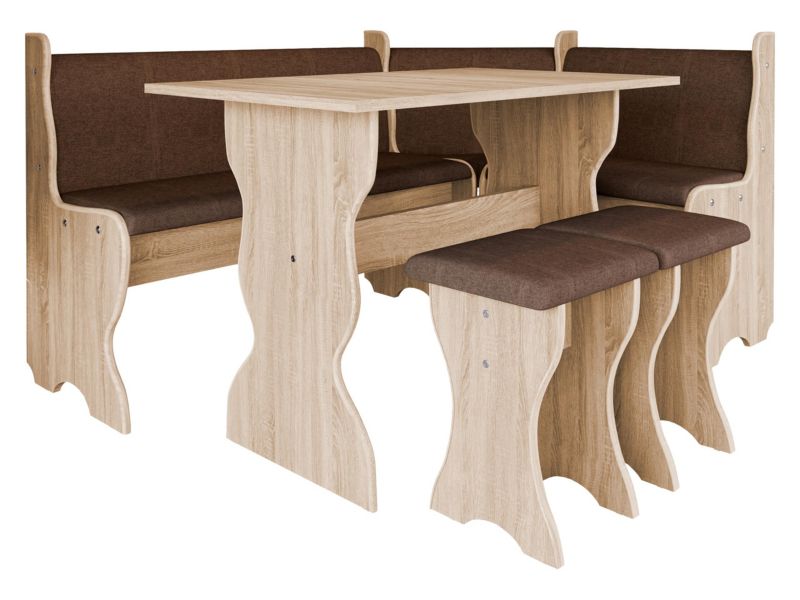 Narożnik kuchenny + stół z taboretami MIRJAN 24 Thomas dąb sonoma/brązowy 1 kpl.