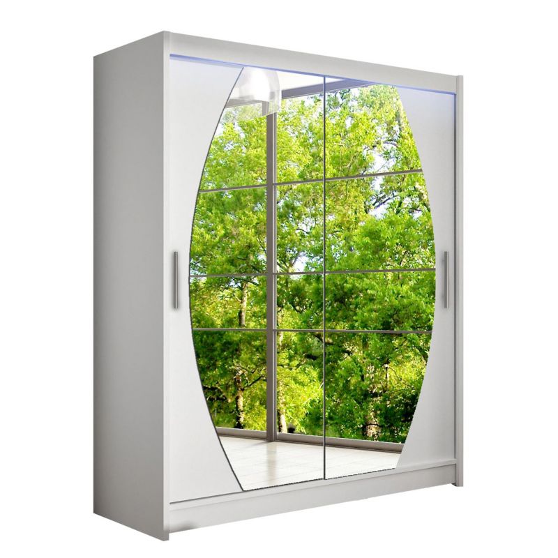 Szafa MIRJAN 24 z drzwiami przesuwnymi Presto VIII z oświetleniem RGB biały/lustro 1 szt.