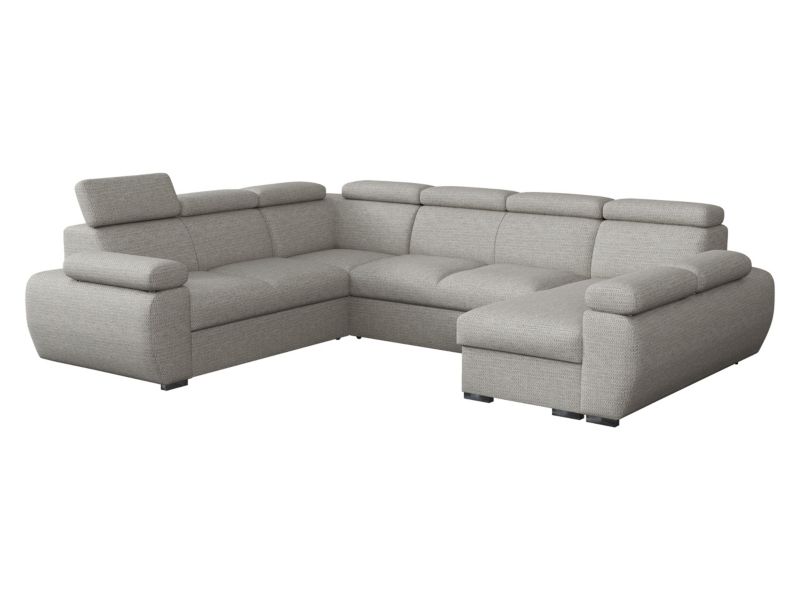 Narożnik z funkcją spania MIRJAN 24 Boston U prawy 2R+R+2P+LC jasnoszara plecionka 1 szt.