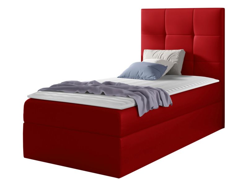 Łóżko kontynentalne MIRJAN 24 Mini 2 90x200, Strona: Prawa ekoskóra czerwony 1 szt.
