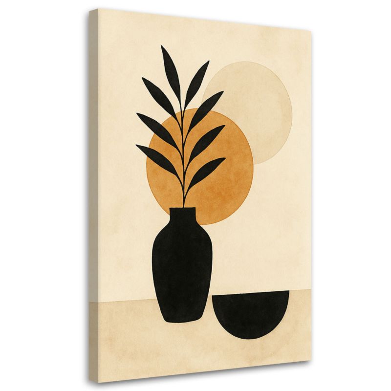 Obraz na płótnie Feeby Wazon Liście Minimalizm Beżowy Ghana 40x60cm 1szt