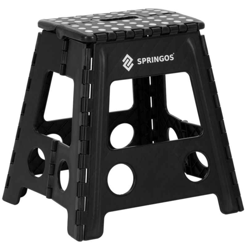 Taboret, stołek składany Springos 39 cm wielofunkcyjny 150 kg podest, stopień, czarny 1 szt.