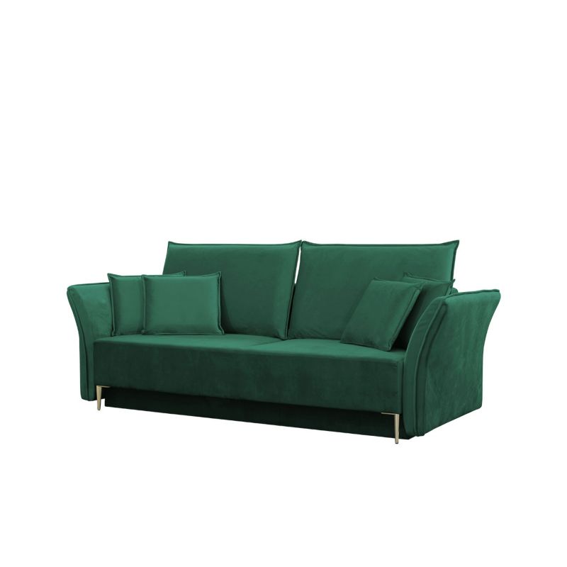 Sofa z funkcją spania MIRJAN 24 Bregi butelkowa zieleń + złoty 1 szt.