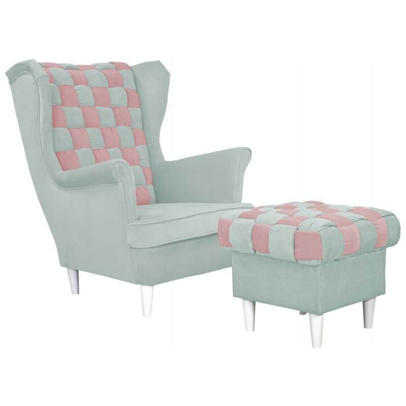Fotel uszak do salonu Family Meble Carol Duo szary różowy 1szt