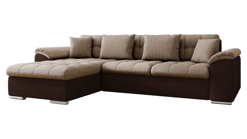 Narożnik z funkcją spania MIRJAN 24 Diana lewy orzechowa ekoskóra/beżowobrązowa plecionka 1 szt.