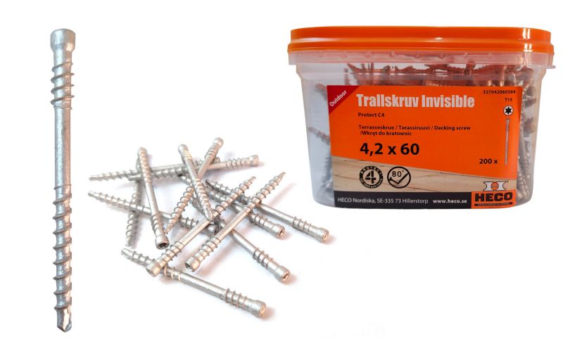 Wkręt tarasowy Heco do systemu ukrytego montażu 4,2 x 60 mm C4 200 szt.