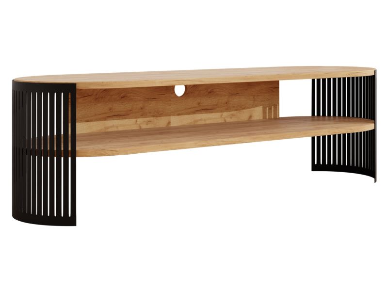 Szafka RTV MIRJAN 24 owalna Fikoli czarny/dąb craft złoty 1 szt.