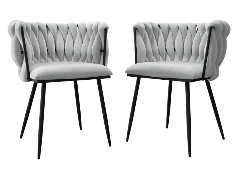 Komplet 2 krzeseł tapicerowanych MIRJAN 24 Muz DC-1142/BK szary 2 szt.