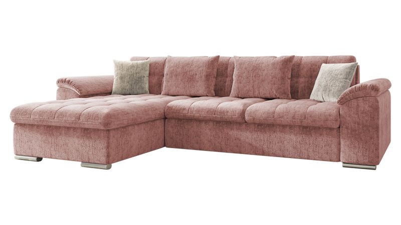 Narożnik z funkcją spania MIRJAN 24 Diana Premium lewy pastelowy róż/pastelowy róż/kość słoniowa 1 szt.