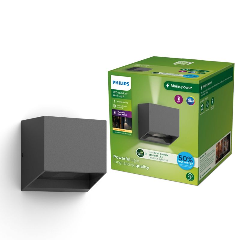 Kinkiet Ogrodowy Philips Lampa Elewacyjna Zewnętrzna LED 4.3W 800lm 2700K IP44 Antracyt 1 szt.
