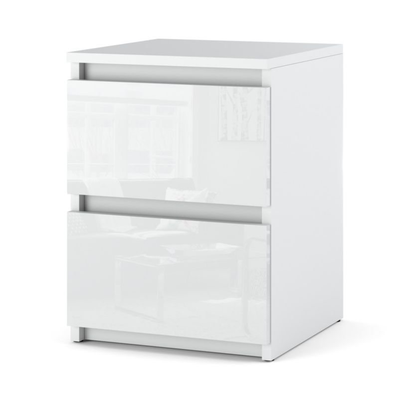 Szafka Nocna Hurtownia-Mebli Szuflady 2 Hugo 30cm Biały Mat Biały Połysk 30x30x40 cm 1szt.