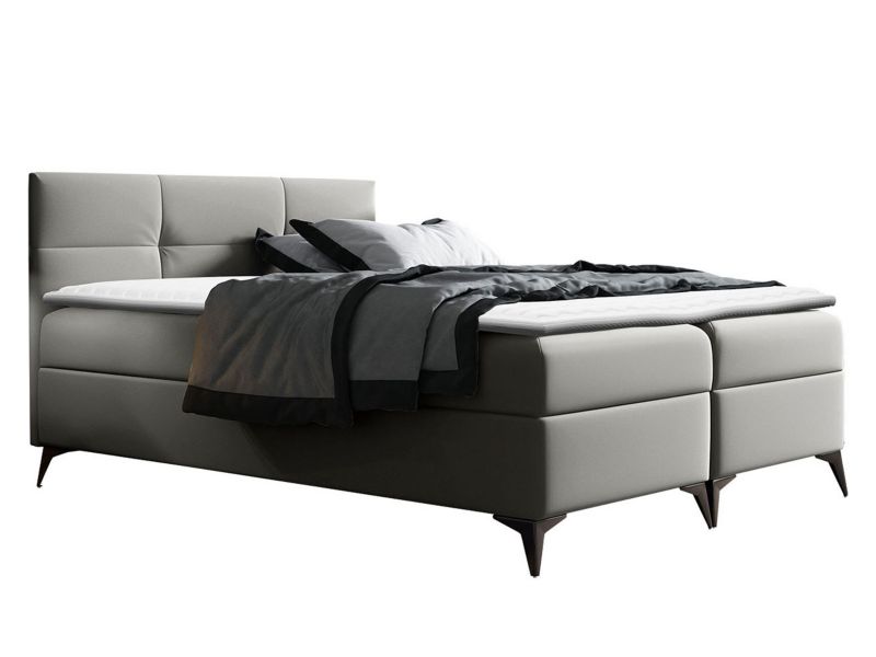 Łóżko kontynentalne MIRJAN 24 Figaro 140x200 ekoskóra mysi szary 1 szt.