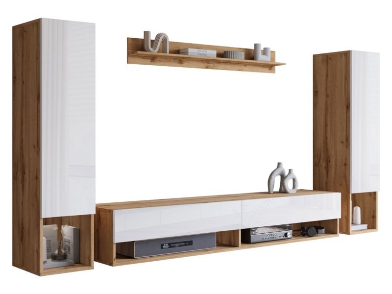 Meblościanka MIRJAN 24 Amadeo II wotan/biały połysk 1 kpl.