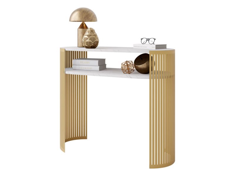 Konsola MIRJAN 24 Fikoli złoty + marmur bianco 1 szt.