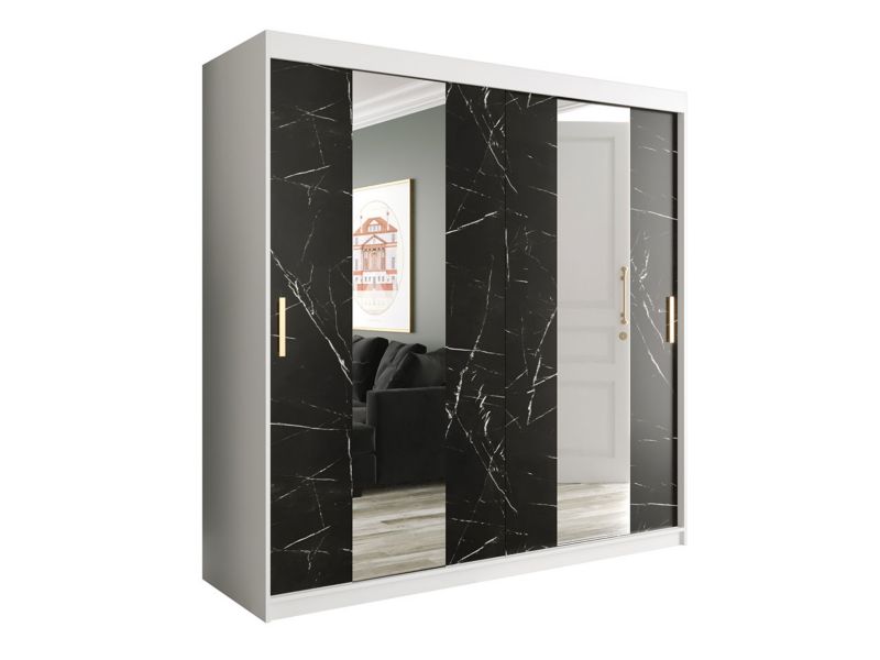 Szafa MIRJAN 24 Marmur Pole 200 biały mat / czarny marmur 1 szt.