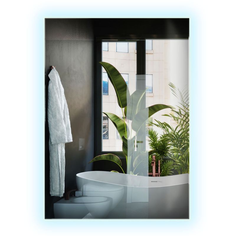 Dekoracyjne Wiszące Lustro Wallfluent 70 cm x 50 cm Prostokątne Zimne Światło LED 1 szt.